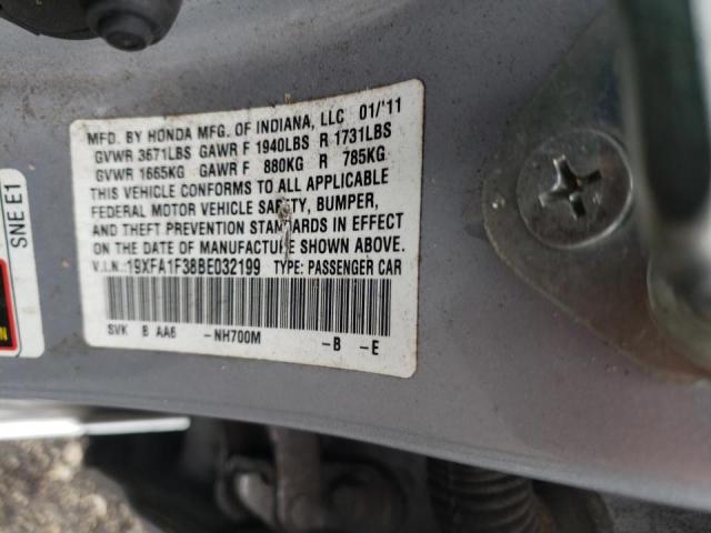 2011 HONDA CIVIC VP 19XFA1F38BE032199