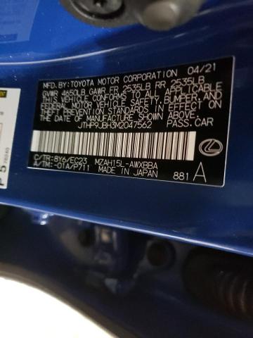 2021 LEXUS UX 250H JTHP9JBH3M2047562