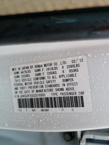 2012 ACURA TSX JH4CU2F43CC016993