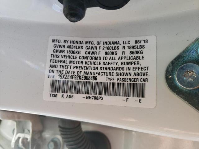 2019 HONDA INSIGHT TO 19XZE4F92KE008486