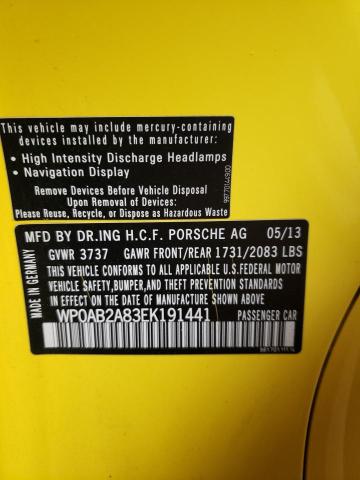 2014 PORSCHE CAYMAN S WP0AB2A83EK191441