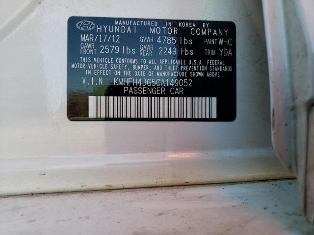 2012 HYUNDAI AZERA GLS KMHFH4JG5CA149052