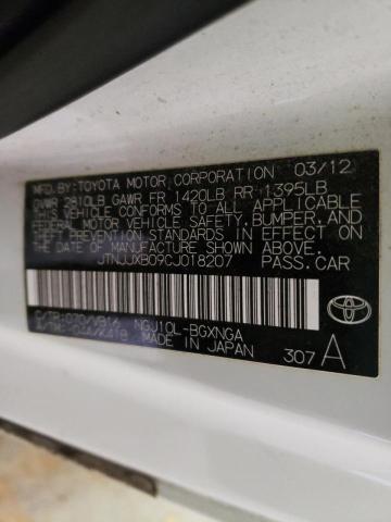 2012 TOYOTA SCION IQ JTNJJXB09CJ018207