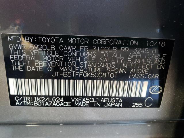 2019 LEXUS LS 500 BAS JTHB51FF0K5008101