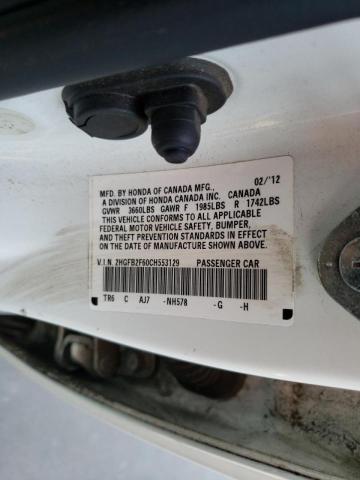 2012 HONDA CIVIC HF 2HGFB2F60CH553129
