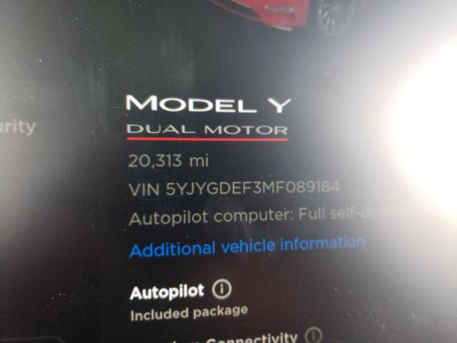 2021 TESLA MODEL Y 5YJYGDEF3MF089184