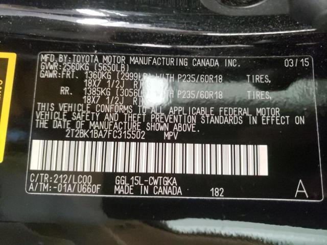 2015 LEXUS RX350 2T2BK1BA7FC315502