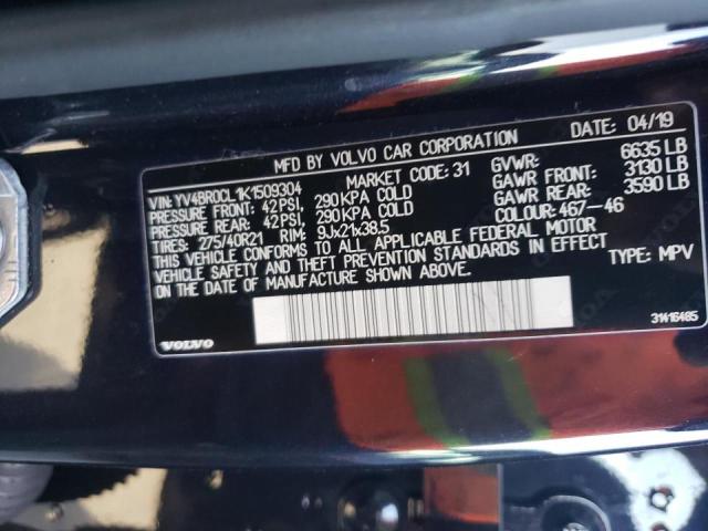 2019 VOLVO XC90 T8 IN YV4BR0CL1K1509304