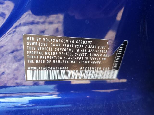 2016 VOLKSWAGEN GOLF R WVWLF7AU7GW140480