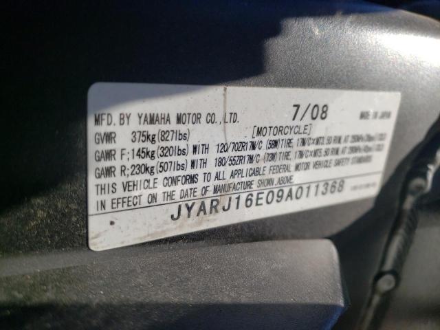 2009 YAMAHA YZFR6 JYARJ16E09A011368
