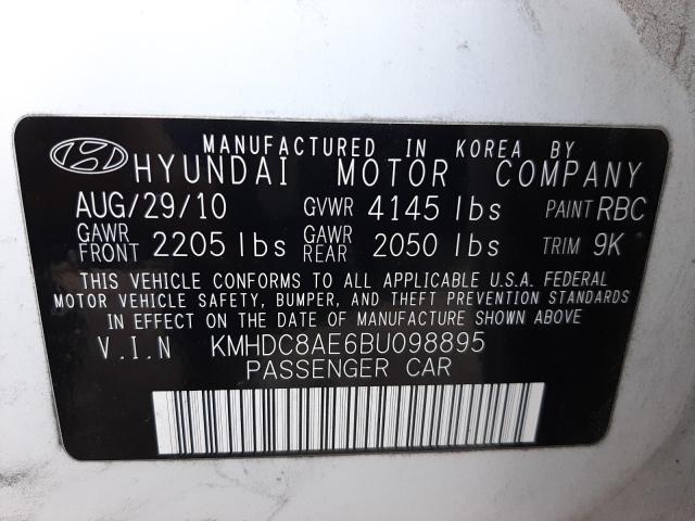 2011 HYUNDAI ELANTRA TO KMHDC8AE6BU098895