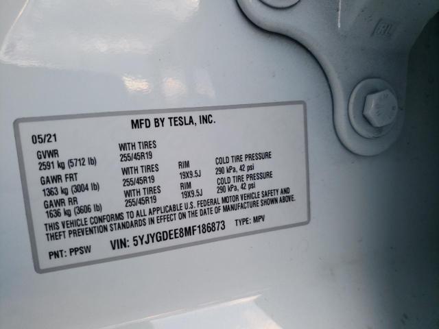 2021 TESLA MODEL Y 5YJYGDEE8MF186873