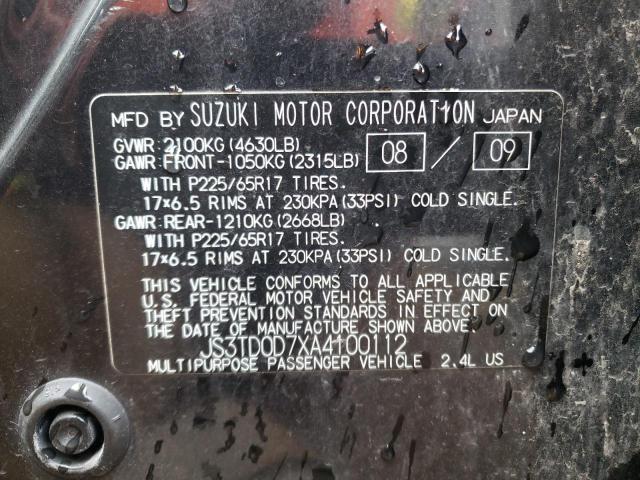 2010 SUZUKI GRAND VITA JS3TD0D7XA4100112