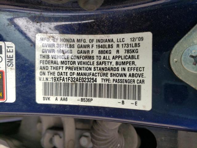 2010 HONDA CIVIC VP 19XFA1F32AE023254