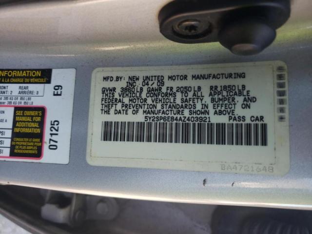 2010 PONTIAC VIBE 5Y2SP6E84AZ403921