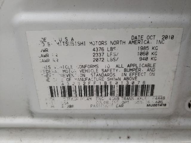 2011 MITSUBISHI GALANT FE 4A32B2FF1BE013076