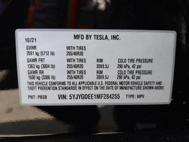 2021 TESLA MODEL Y 5YJYGDEE1MF284255