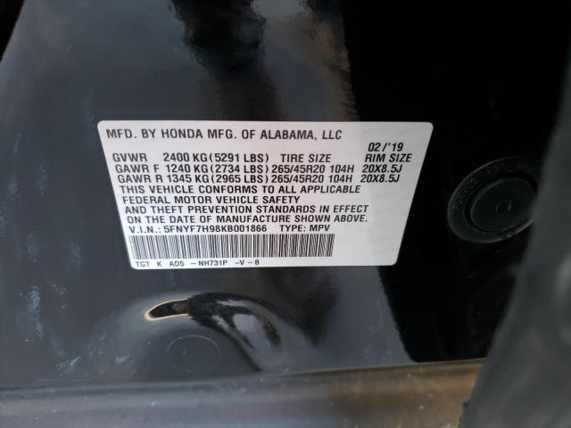 2019 HONDA PASSPORT T 5FNYF7H98KB001866