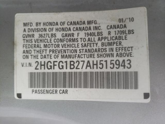2010 HONDA CIVIC DX 2HGFG1B27AH515943