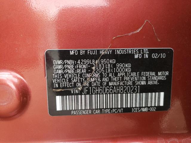 2010 SUBARU IMPREZA OU JF1GH6D66AH820231