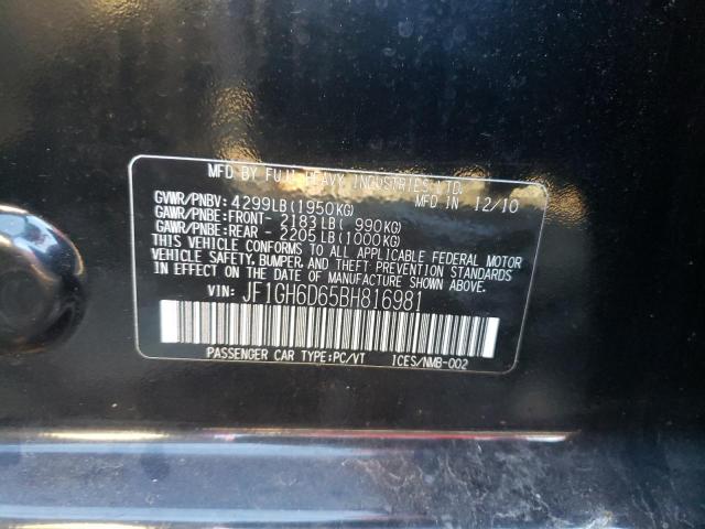 2011 SUBARU IMPREZA OU JF1GH6D65BH816981