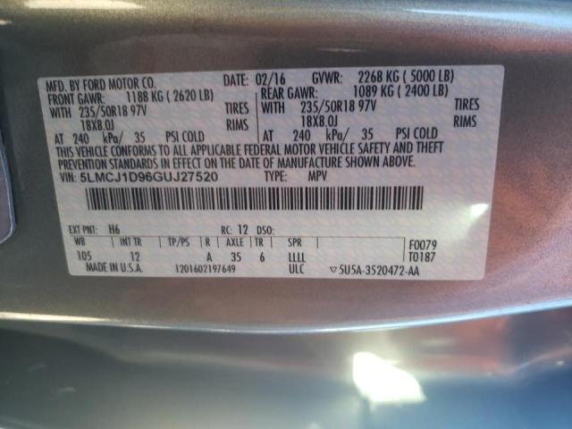 2016 LINCOLN MKC PREMIE 5LMCJ1D96GUJ27520