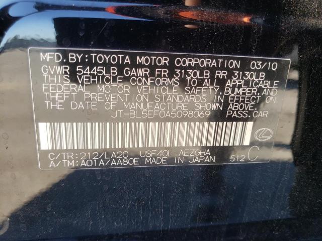 2010 LEXUS LS460 JTHBL5EF0A5098069