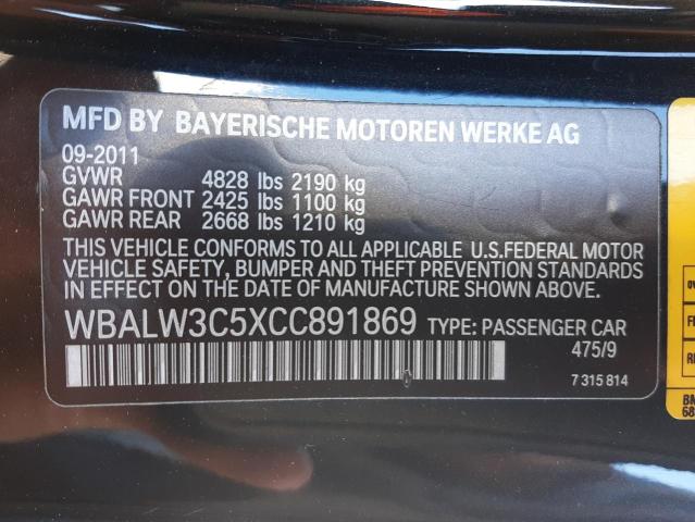 2012 BMW 640 I WBALW3C5XCC891869