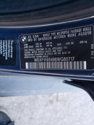 2006 BMW X3 3.0I WBXPA93496WG80717