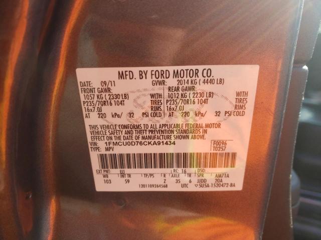 2012 FORD ESCAPE XLT 1FMCU0D76CKA91434