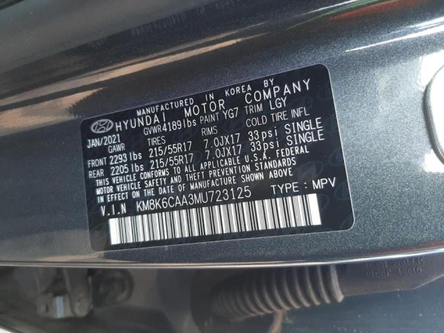 2021 HYUNDAI KONA SEL P KM8K6CAA3MU723125