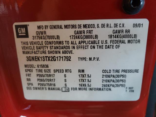 CHEVROLET AVALANCHE 2002 RED Photo 10