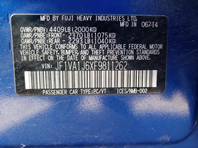 2015 SUBARU WRX LIMITE JF1VA1J6XF9811262