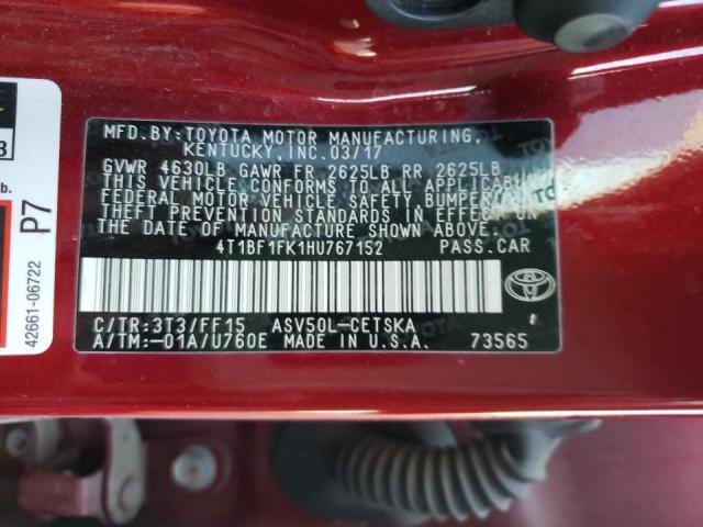2017 TOYOTA CAMRY LE/X 4T1BF1FK1HU767152