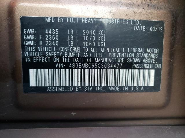 2012 SUBARU LEGACY 4S3BMBC65C3034477