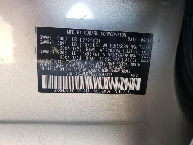 2019 SUBARU ASCENT LIM 4S4WMAPD9K3407115