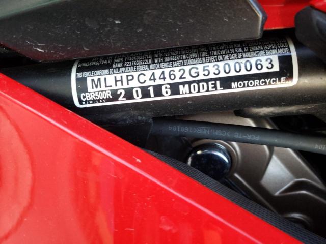 2016 HONDA CBR500R MLHPC4462G5300063