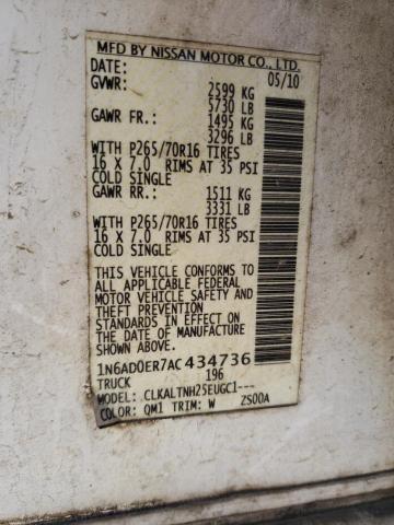 2010 NISSAN FRONTIER C 1N6AD0ER7AC434736