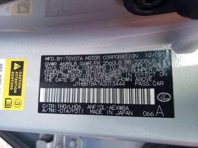 2010 LEXUS HS250H JTHBB1BA7A2013444