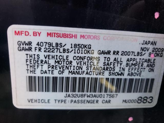 2010 MITSUBISHI LANCER GTS JA32U8FW3AU017567