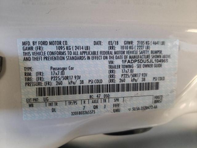 2018 FORD C-MAX TITA 1FADP5DU5JL104965
