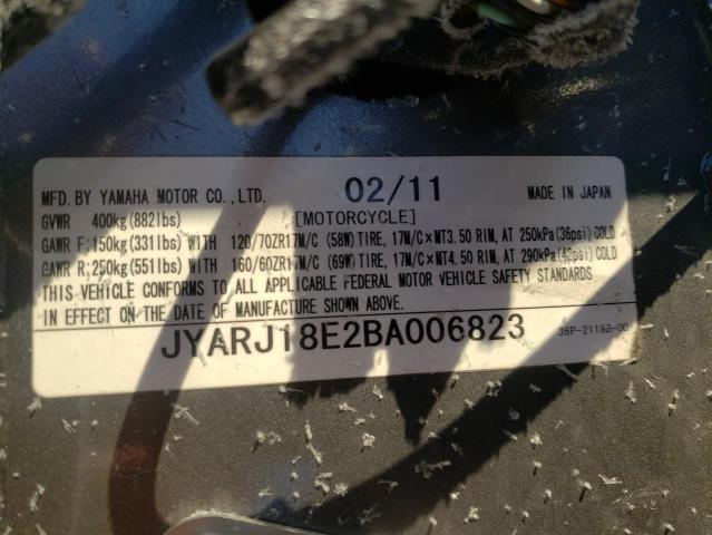 2011 YAMAHA FZ6 R JYARJ18E2BA006823