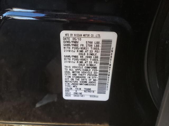 2010 INFINITI FX50 JN8BS1MW7AM830562