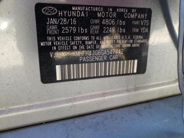 2016 HYUNDAI AZERA LIMI KMHFH4JG6GA547442