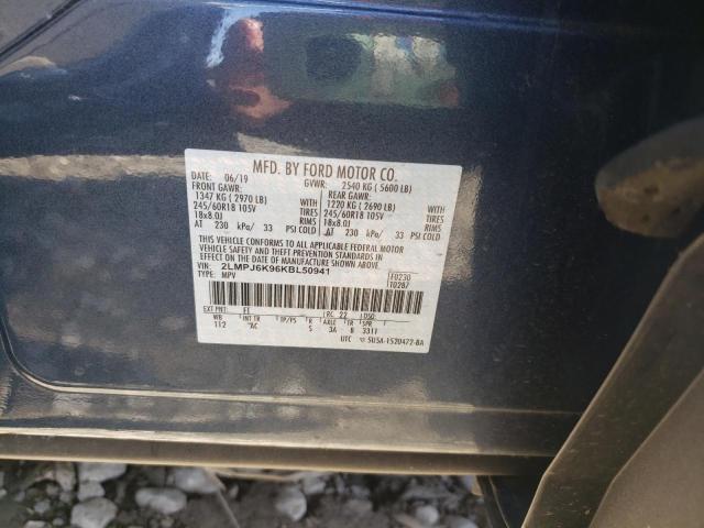2019 LINCOLN NAUTILUS S 2LMPJ6K96KBL50941
