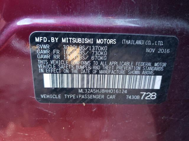 2017 MITSUBISHI MIRAGE GT ML32A5HJ8HH016124
