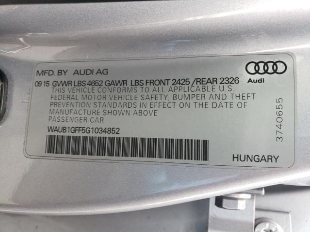 2016 AUDI S3 PREMIUM WAUB1GFF5G1034852
