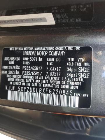 5XYZUDLBXEG220845 Hyundai Santa Fe S 2014. Фото: 9
