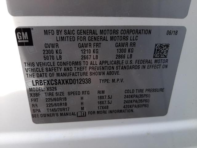 2019 BUICK ENVISION E LRBFXCSAXKD012938