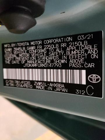 2021 TOYOTA PRIUS SPEC JTDKAMFUXM3147793